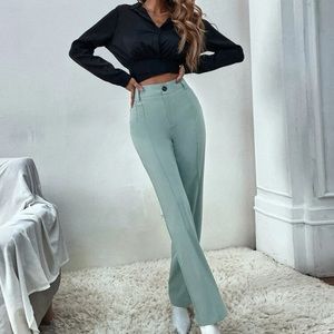 High Waisted Straight Leg Trousers